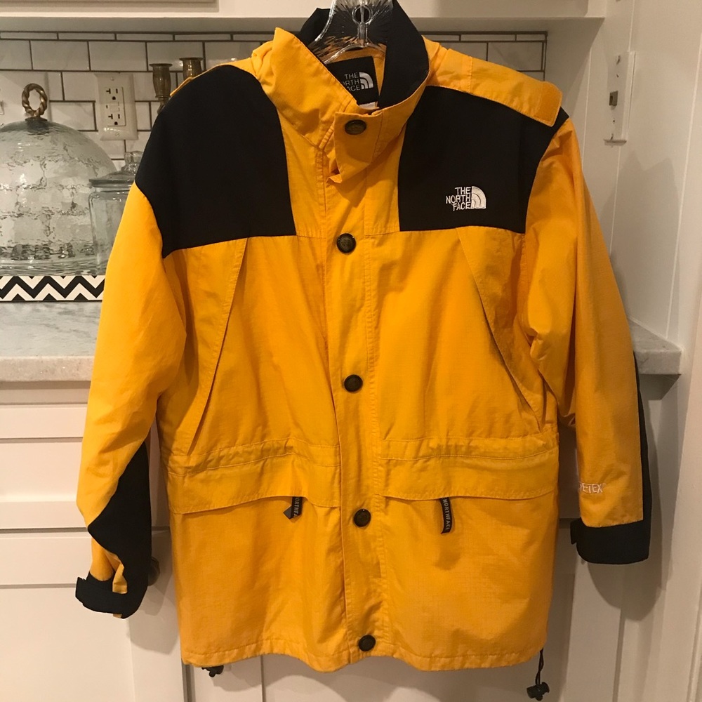 SOLD! The North Face Goretex Weatherproof Jacket Youth Yellow Black Great Cond.
